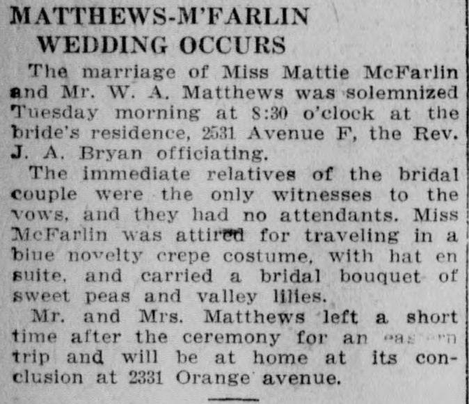 Mattie McFarlin-W.A. Matthews